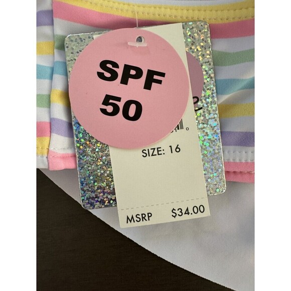 Freestyle Revolution Girls Tankini Swimsuit multicolor striped 2pc set Size 16 - Picture 7 of 12